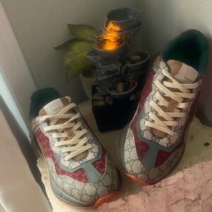 Gucci Red and Gray Sneakers